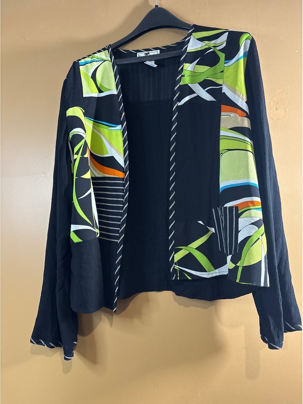 HC1178 Tommy n' Loulou XL Black Patterned Long Sleeve Blouse